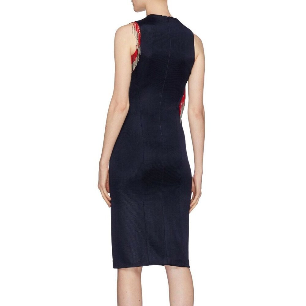 Galvan London Molten Beaded Fringe Body-con Dress Navy Knit SZ 8 New - Picture 3 of 15